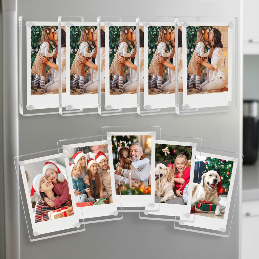 Custom Modern Design Lightweight Acrylic Photo Frame Small Picture Display Fridge Magnet Photo Frame