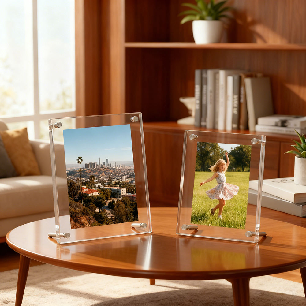 Customized Advertising Eco-Friendly Fashionable Transparent Acrylic Photo Frame Digital Printing 6-color Iron Nail Bracket