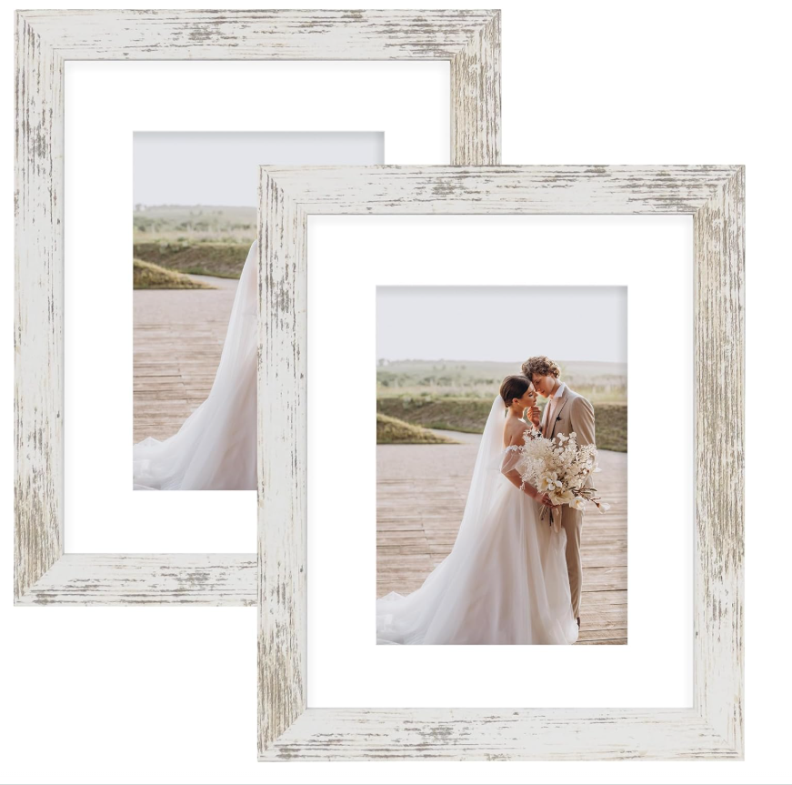 Made of real glass and distressed white wood frame