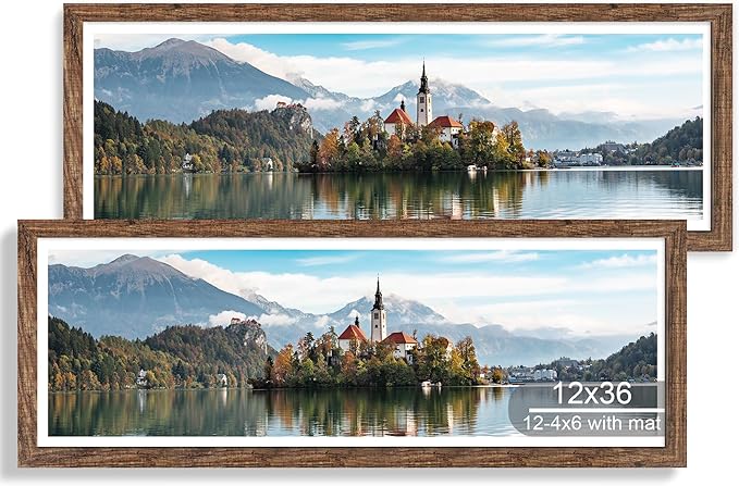 2-piece photo frame set, real glass and rustic brown wooden frame