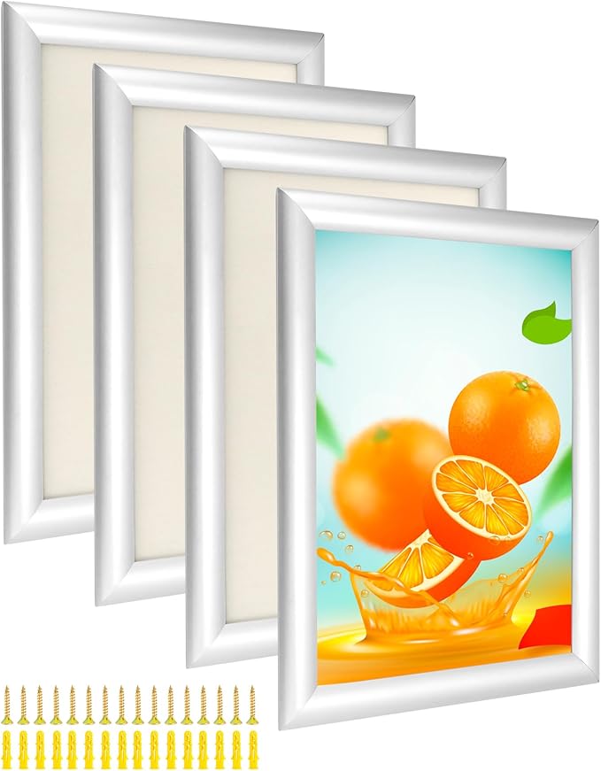 4-piece A4 aluminum snap frame, front wall mounted photo frame poster stand