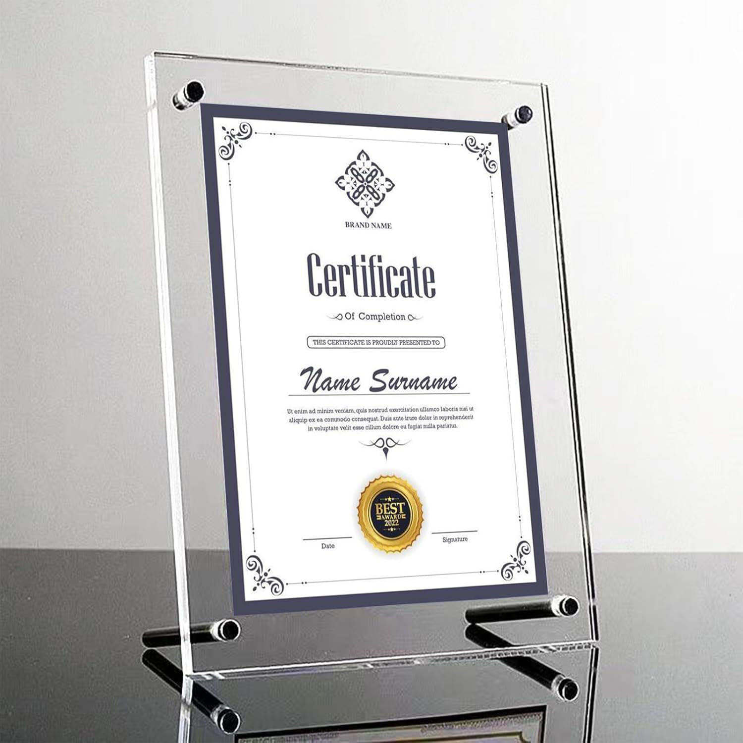 Award Plaques,13 x 9.5 in Acrylic Certificate Frame,Employee of The Month Plaque,Picture Plaques Holds A4 Size Paper,Placed Your Award,Diploma Certificate (Acrylic Plaque)