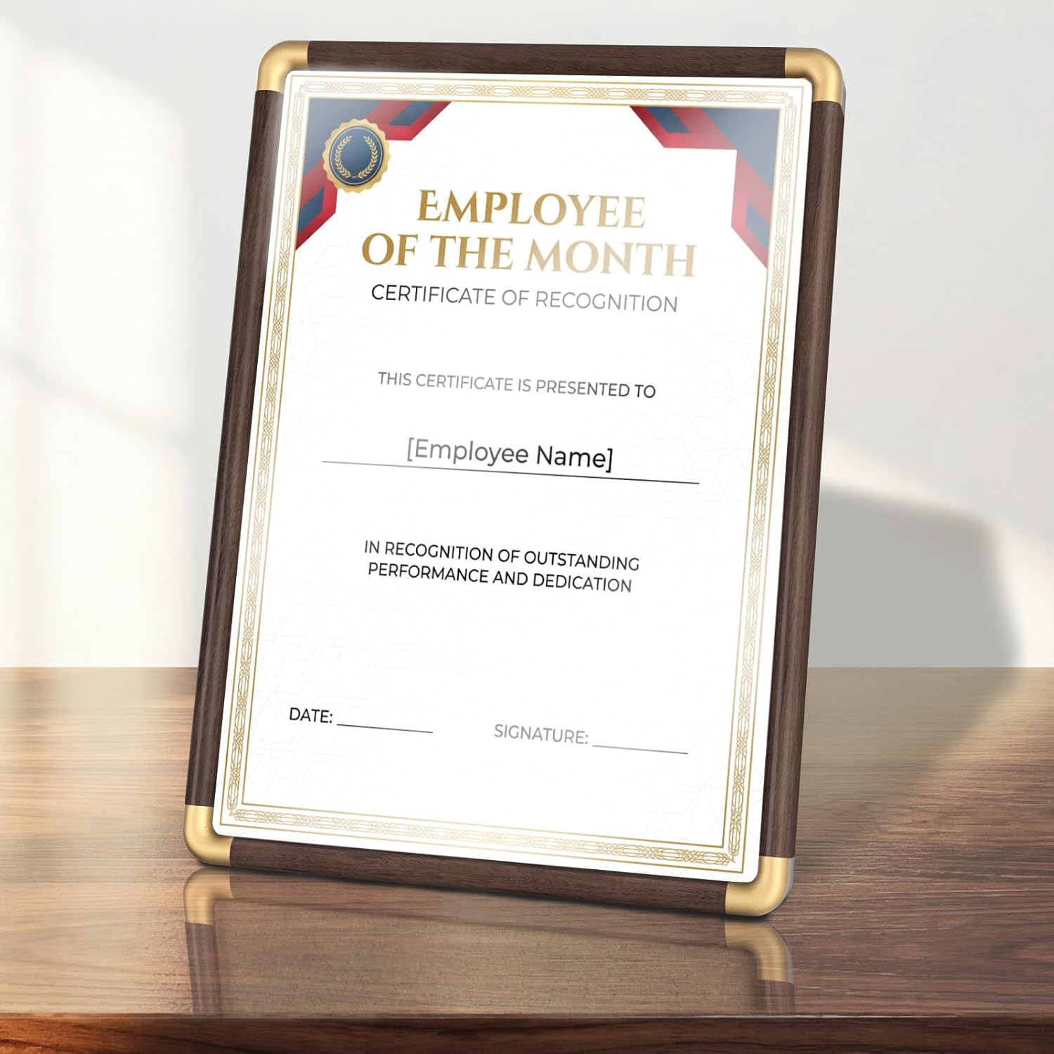 Awards and Trophies, Certificate Frames, Wood Plaque, A4 Size Display Award Frame, Suitable for Showcasing Employee Appreciation Certificates, Diplomas, Retirement Plaques (Certificate Frame B)