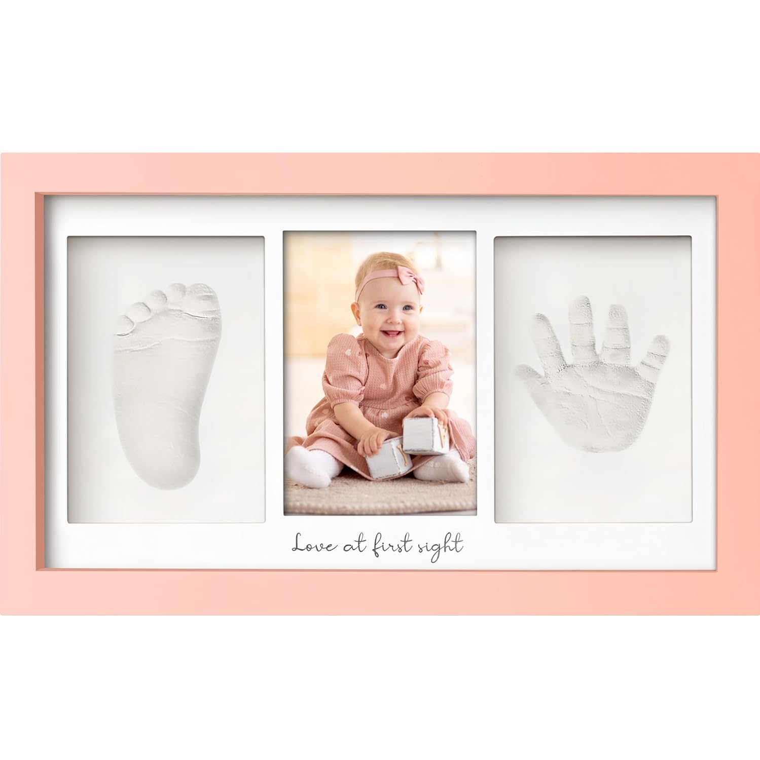 Baby Hand and Footprint Kit - Clay Handprint Keepsake Frame, Newborn Nursery Picture Frame, Personalized New Mom Gifts for Shower & Registry, First Mother's Day