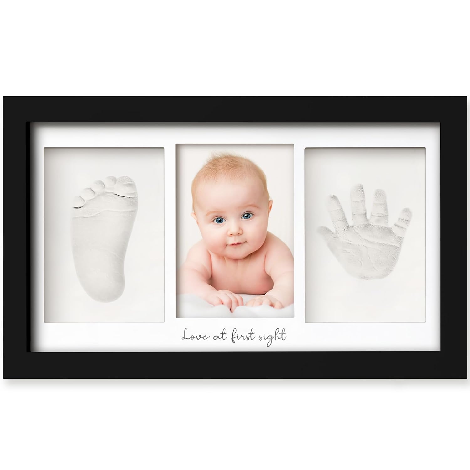Baby Hand and Footprint Kit - Clay Handprint Keepsake Frame, Newborn Nursery Picture Frame, Personalized New Mom Gifts for Shower & Registry, First Mother's Day