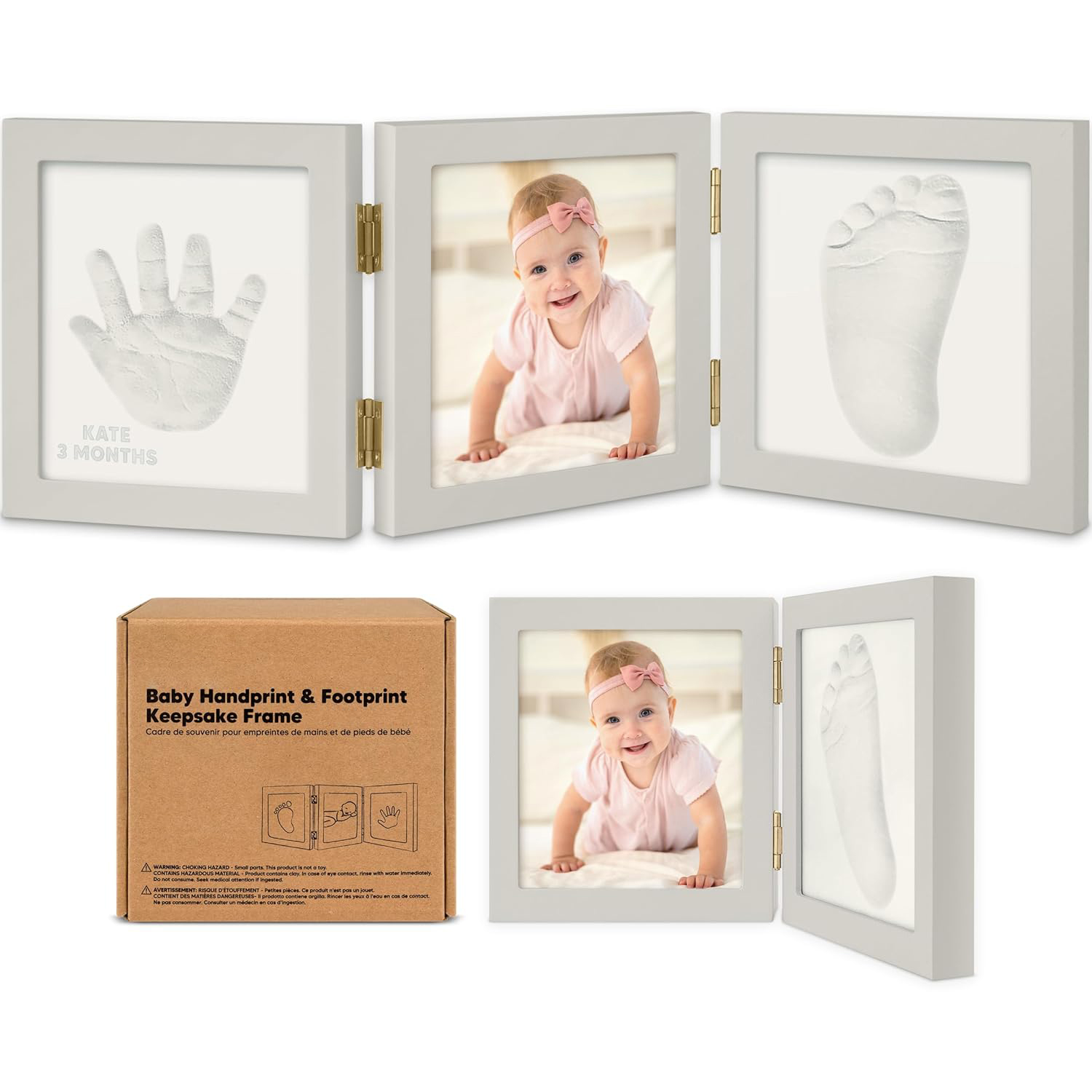 Baby Shower Gifts for Boys, Girls - Baby Hand and Footprint Kit, Newborn Handprint Kit, Keepsake Photo Frame, Nursery Picture Frame, Newborn Keepsake Gifts for New Mom Mother's Day