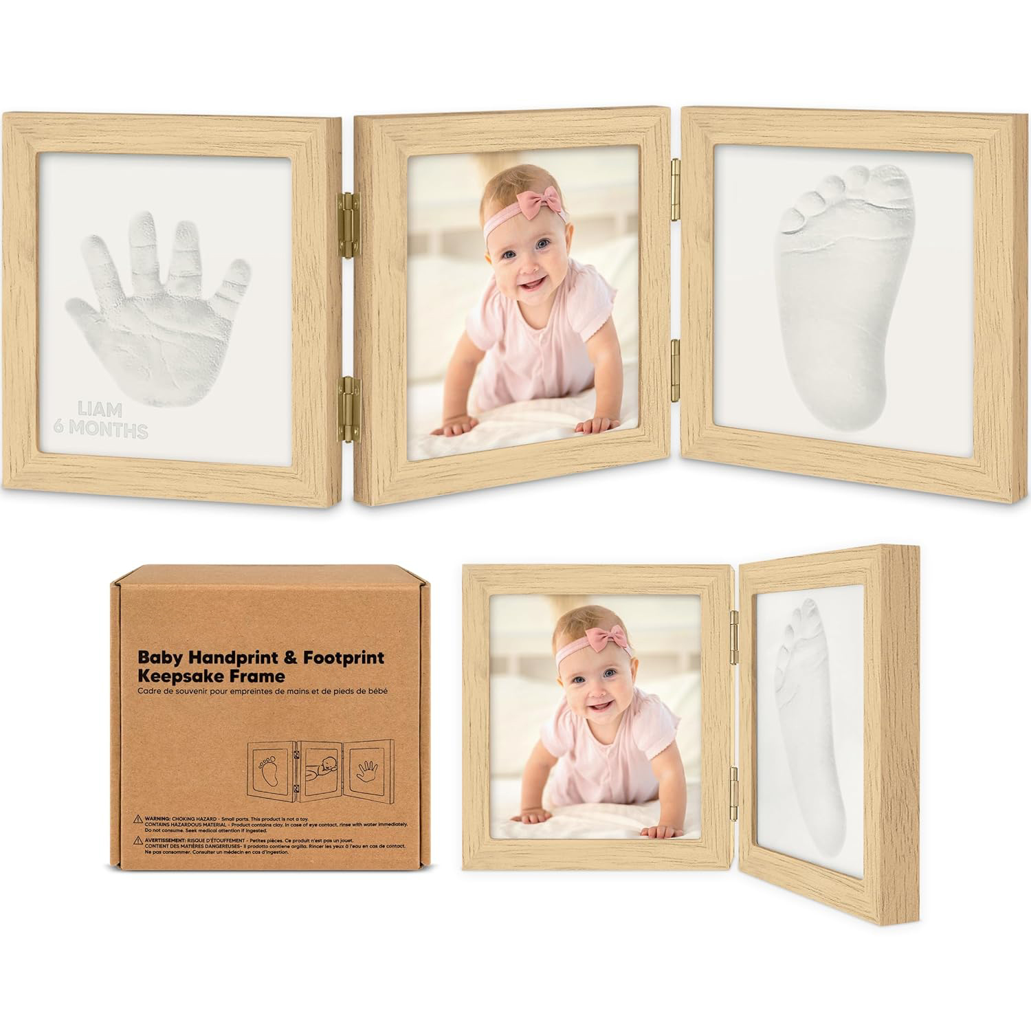 Baby Shower Gifts for Boys, Girls - Baby Hand and Footprint Kit, Newborn Handprint Kit, Keepsake Photo Frame, Nursery Picture Frame, Newborn Keepsake Gifts for New Mom Mother's Day