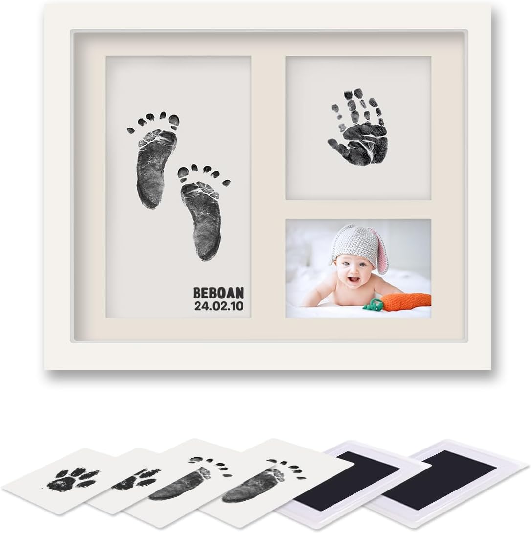 Inkless Hand and Footprint Kit, Baby Footprint Kit, Baby Keepsake Frames Ornament and Letter DIY Sticker, Personalized Mom/Baby Gifts, Pet Paw Print Impression Kit, Cat/Dog Paw Print Kit