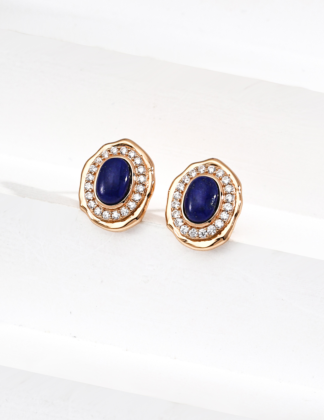 925 Sterling Silver Vintage Zircon Lapis Lazuli Earrings and Studs E01303-2
