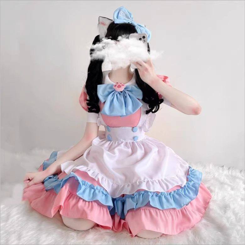 Double Bow Frilled Anime Cat Maid Roleplay Lingerie