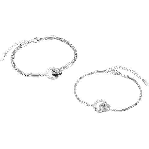 Intertwined Double Circle Matching Soulmate Couple Bracelet Set
