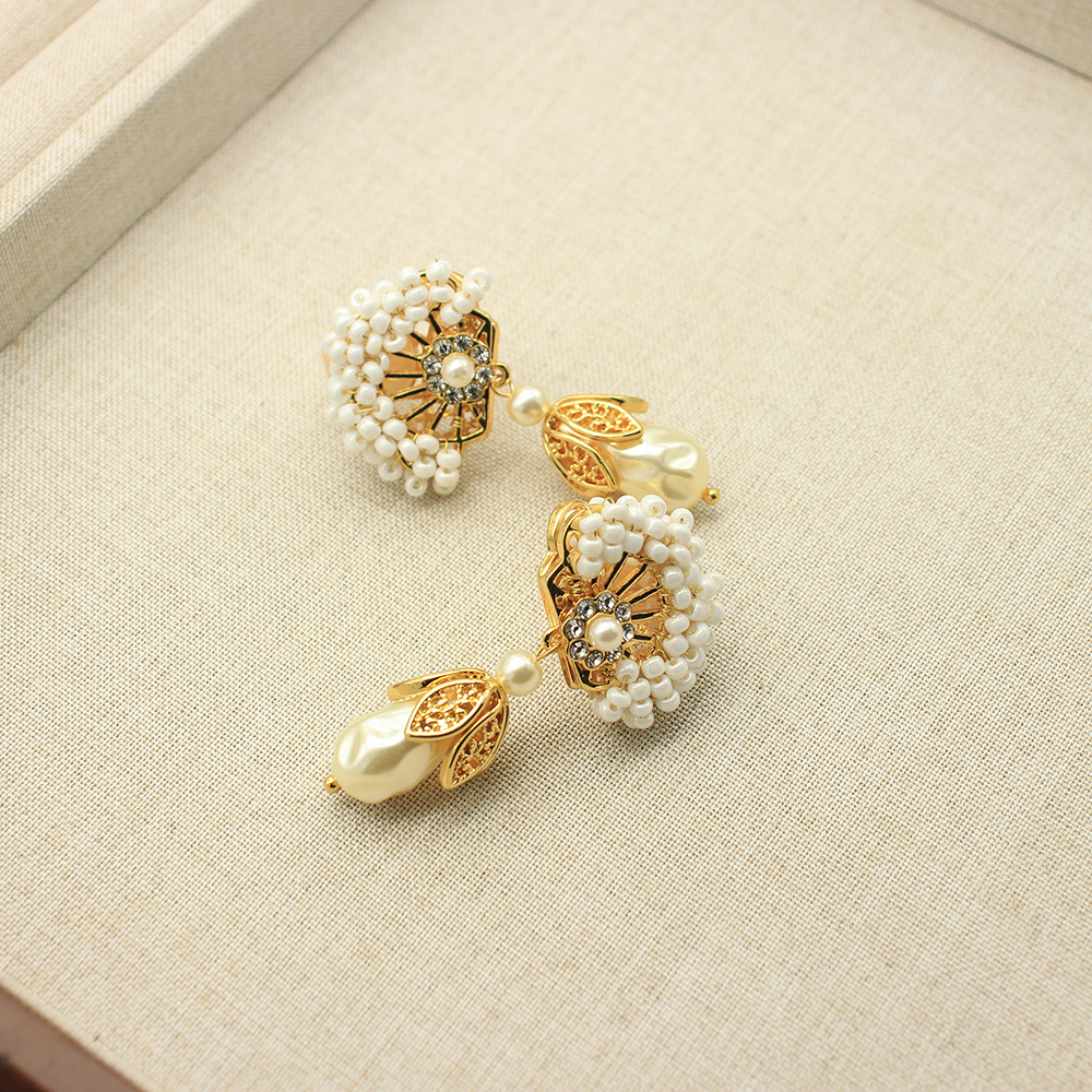 Baroque fan shaped pearl earrings