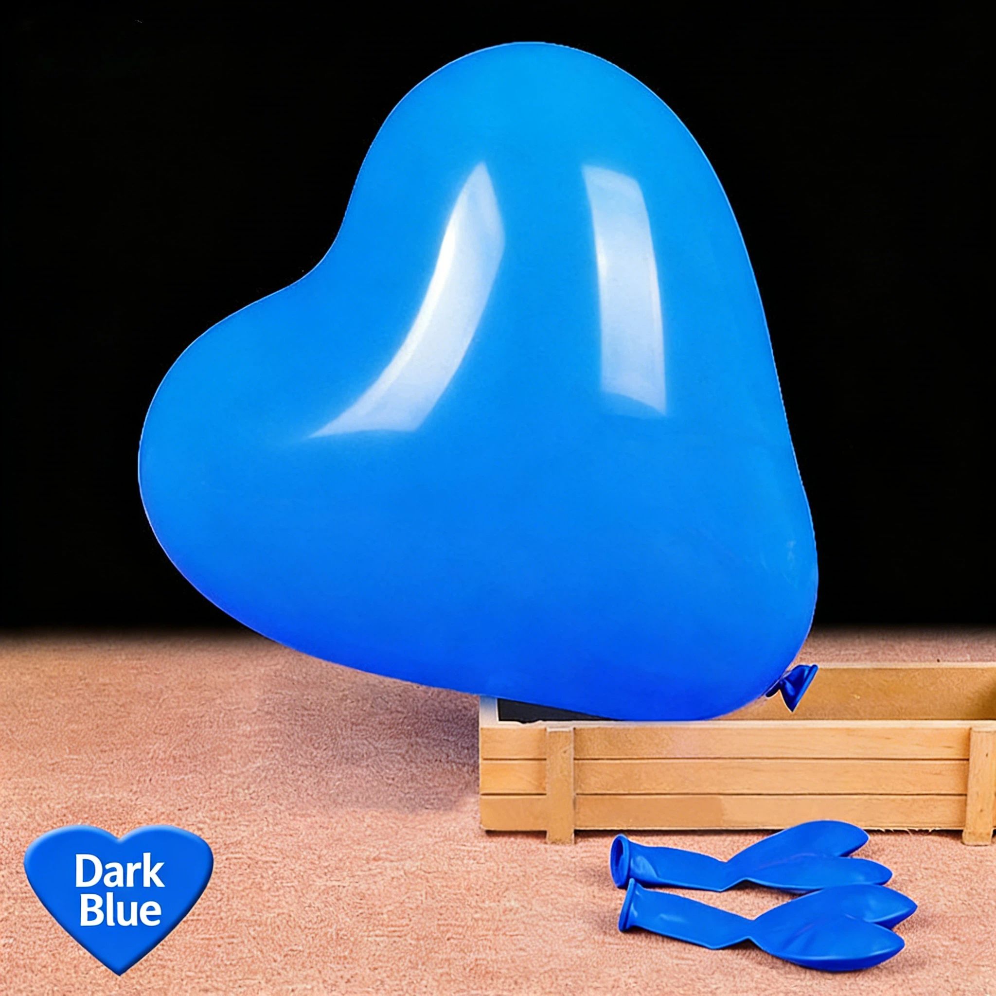 MAT-10-DBL-H | 10 Inch Matte Dark Blue Heart Shape Latex Balloons Wholesale | Low MOQ