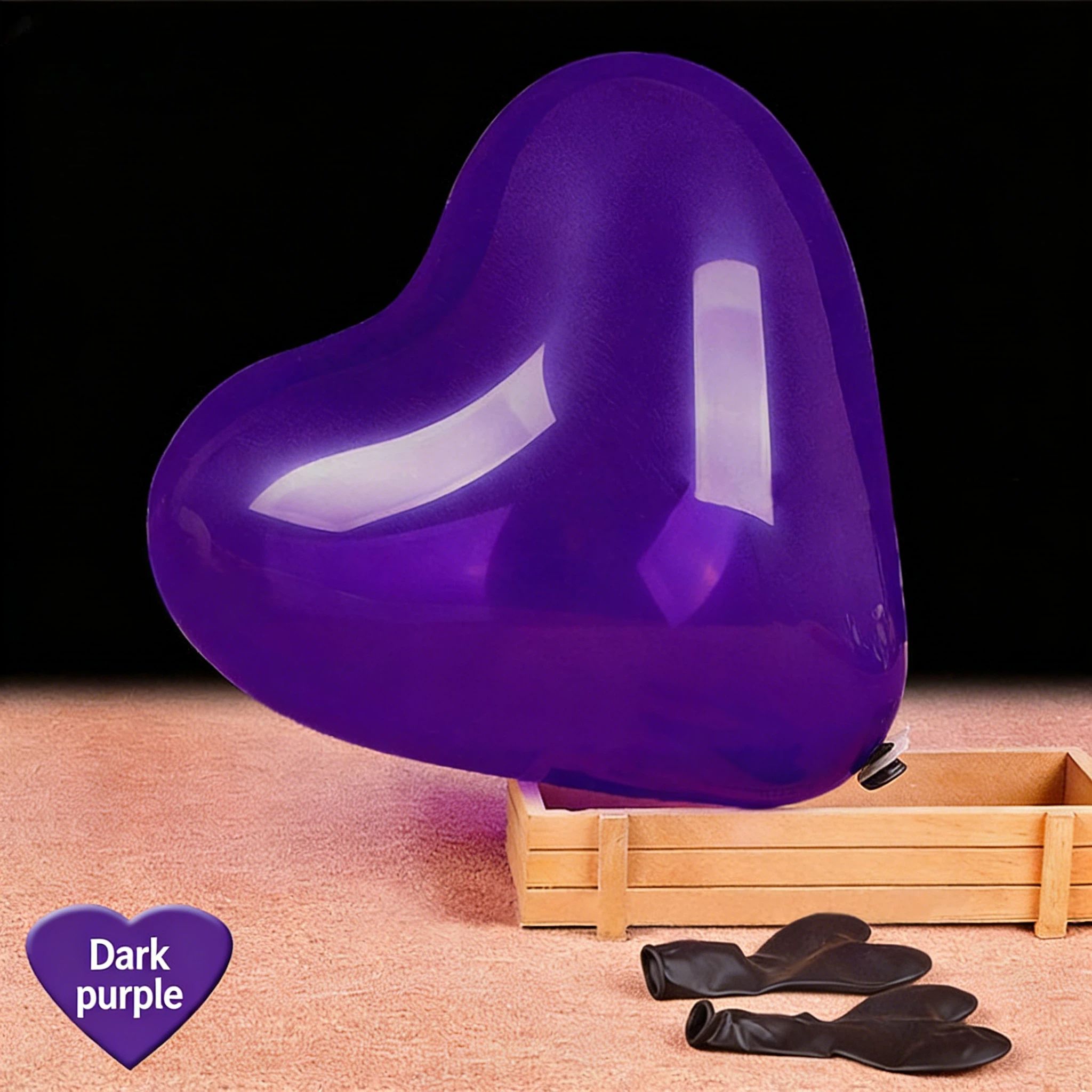 MAT-10-DPU-H | 10 Inch Matte Dark Purple Heart Shape Latex Balloons Wholesale | Low MOQ