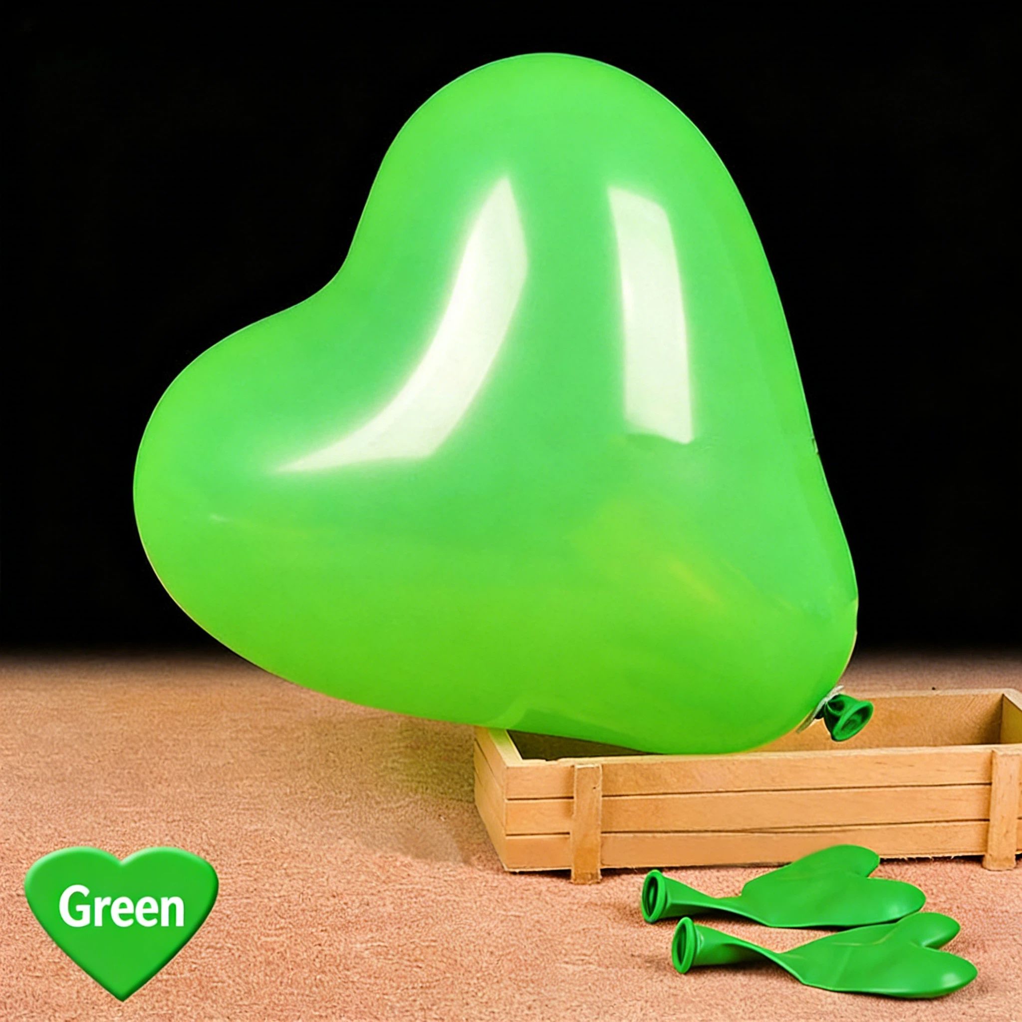 MAT-10-GRN-H | 10 Inch Matte Green Heart Shape Latex Balloons Wholesale | Low MOQ
