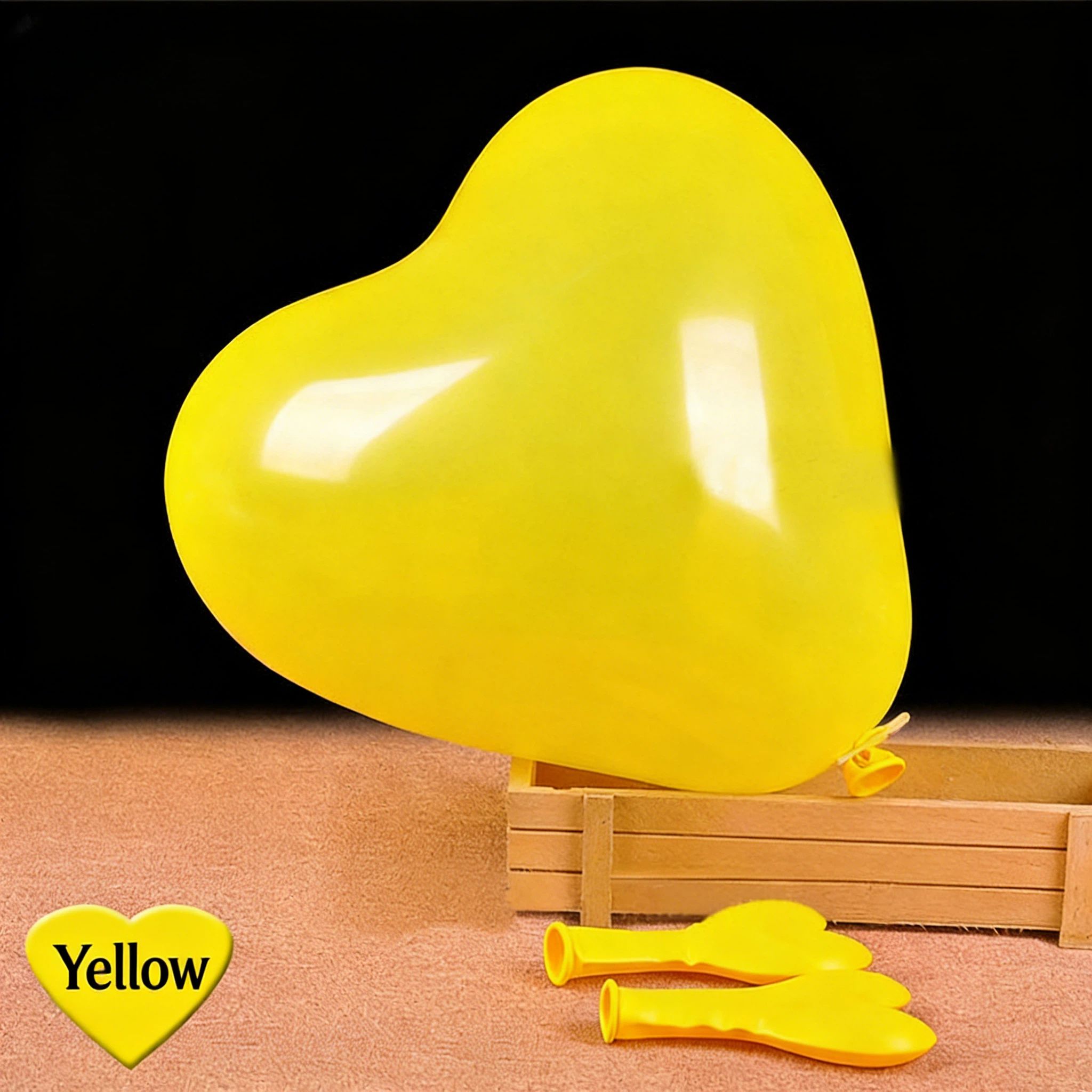 MAT-10-YLW-H | 10 Inch Matte Yellow Heart Shape Latex Balloons Wholesale | Low MOQ