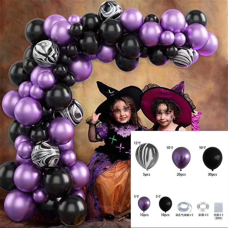 GAR-SET-068 | Black Purple Marble Balloon Garland Kit Wholesale | Halloween Series | Low MOQ