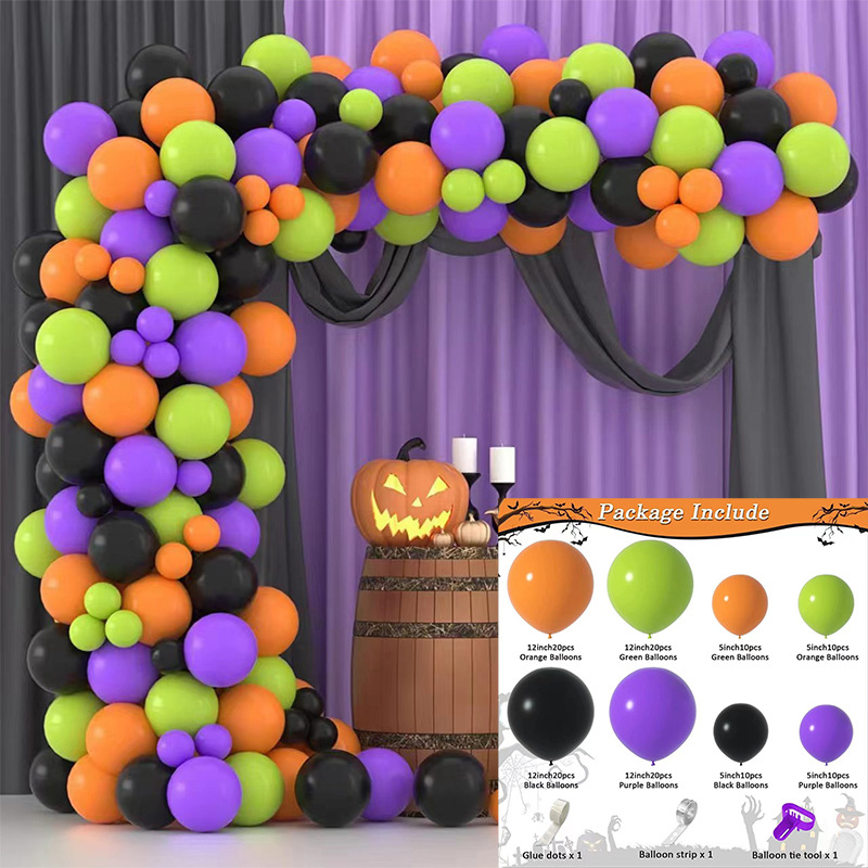 GAR-SET-069 | Black Orange Purple Green Balloon Garland Kit Wholesale | Halloween Series | Low MOQ