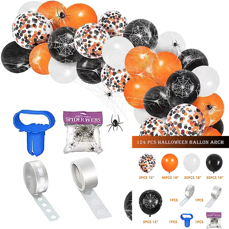 GAR-SET-085 | Black White Orange Confetti Balloon Garland Kit Wholesale | Halloween Series | Low MOQ