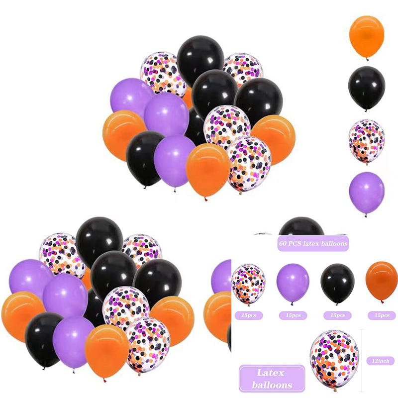 GAR-SET-088 | Black Orange Purple Confetti Balloon Garland Kit Wholesale | Halloween Series | Low MOQ