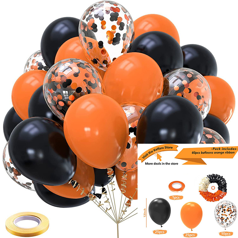 GAR-SET-089 | Black Orange Confetti Balloon Garland Kit Wholesale | Halloween Series | Low MOQ