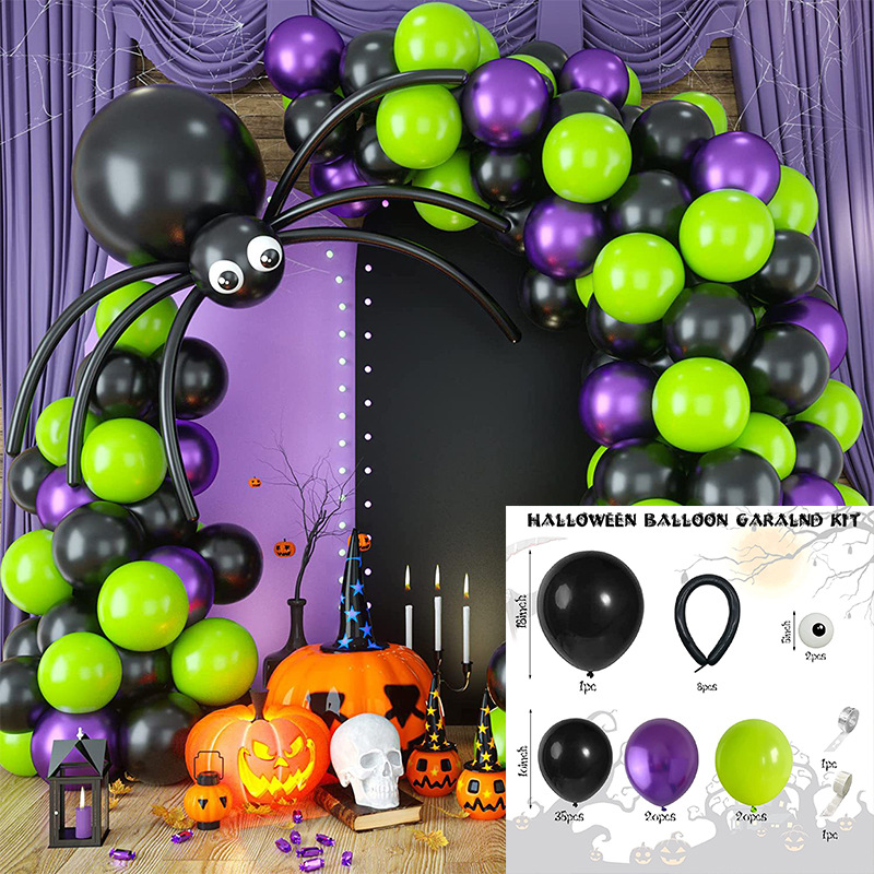 GAR-SET-082 | Black Purple Green Black Long Balloon Garland Kit Wholesale | Halloween Series | Low MOQ