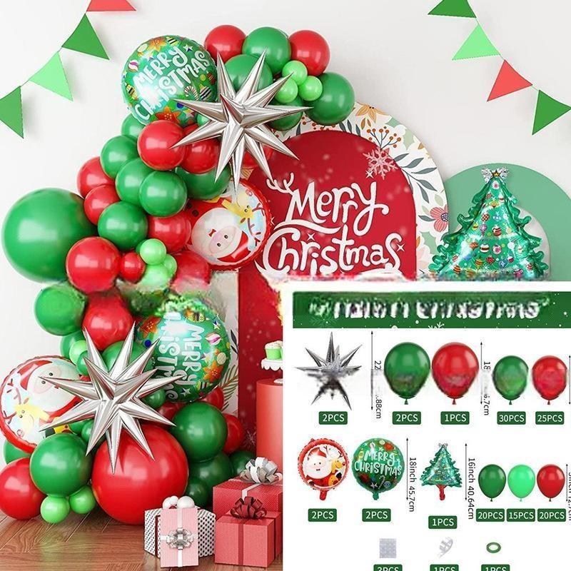 GAR-SET-095 | Xmas Red Green Christmas Tree Star Foil Balloon Garland Kit Wholesale | Christmas Series | Low MOQ