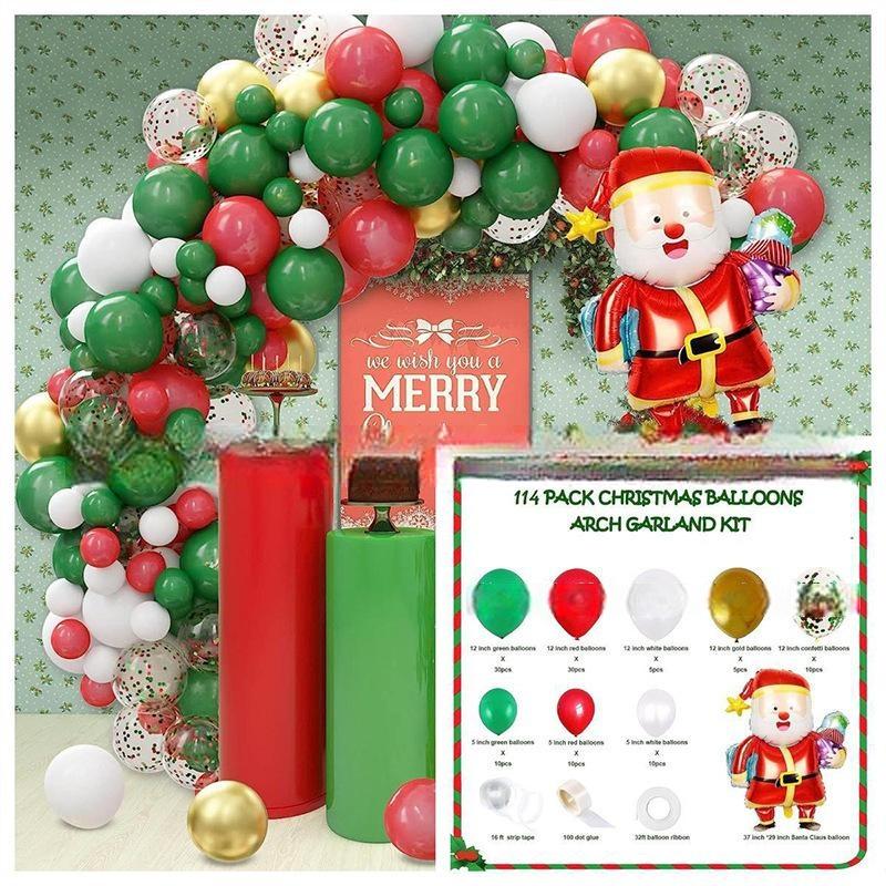 GAR-SET-091 | Xmas Red Green White Gold Confetti Balloon Garland Kit Wholesale | Christmas Series | Low MOQ