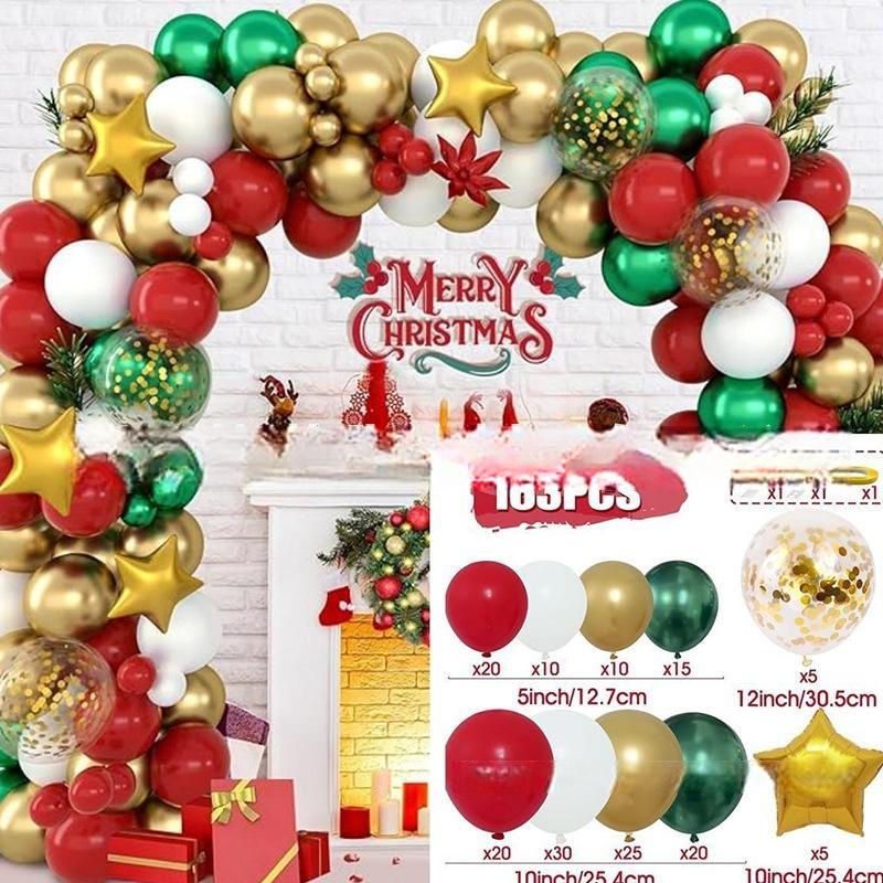 GAR-SET-099 | Xmas Red Green Gold White Confetti Star Foil Balloon Garland Kit Wholesale | Christmas Series | Low MOQ