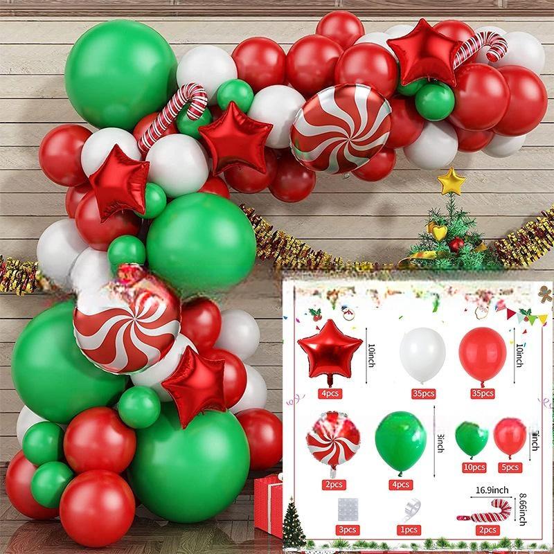 GAR-SET-101 | Xmas Red Green White Candy Cane Star Foil Balloon Garland Kit Wholesale | Christmas Series | Low MOQ