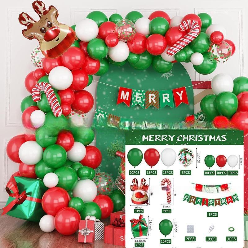 GAR-SET-105 | Xmas Red Green White Confetti Reindeer Star Foil Balloon Garland Kit Wholesale | Christmas Series | Low MOQ