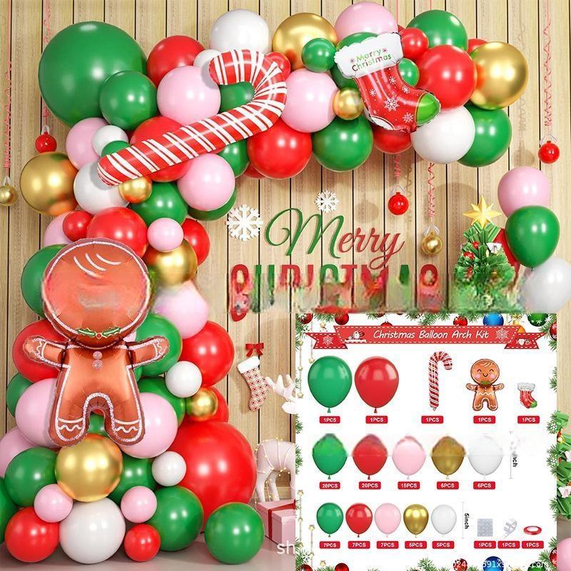 GAR-SET-107 | Xmas Red Green Pink Gold White Candy Cane Gingerbread Man Foil Balloon Garland Kit Wholesale | Christmas Series | Low MOQ