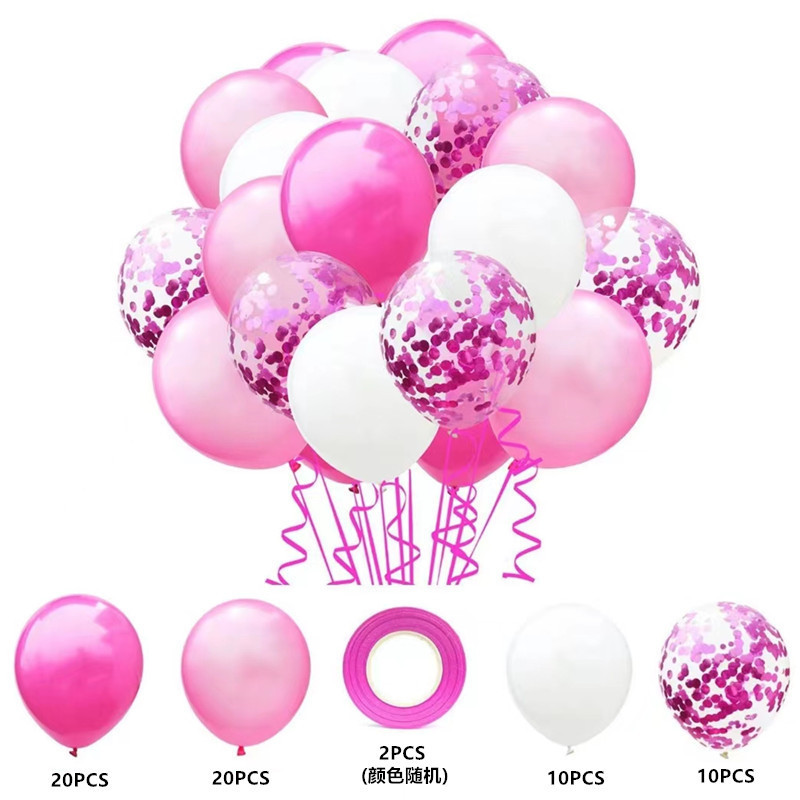MIX-SET-001 | 12 Inch Pre-Mixed Pink White Confetti Latex Balloon Packs Wholesale | All Occasion Series | Low MOQ