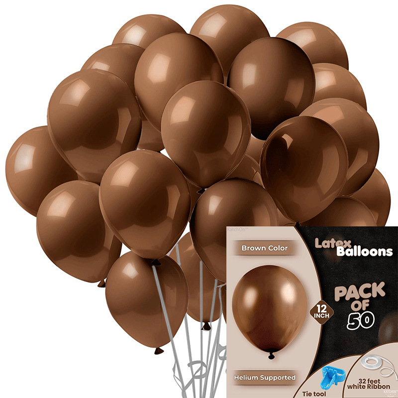 MIX-SET-028 | 12 Inch Solid Coffee Brown Latex Balloon Packs Wholesale | All Occasion Series | Low MOQ
