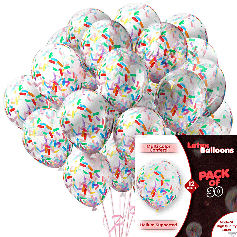 MIX-SET-026 | 12 Inch Pre-Mixed White Multi Color Sprinkle Confetti Latex Balloon Packs Wholesale | All Occasion Series | Low MOQ