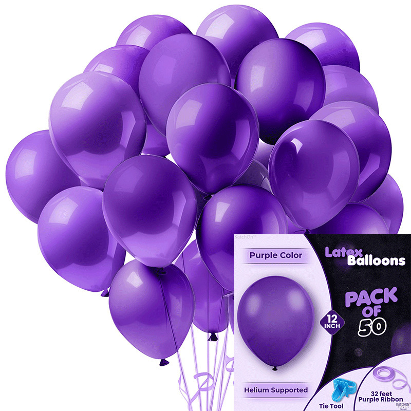 MIX-SET-031 | 12 Inch Solid Purple Latex Balloon Packs Wholesale | All Occasion Series | Low MOQ
