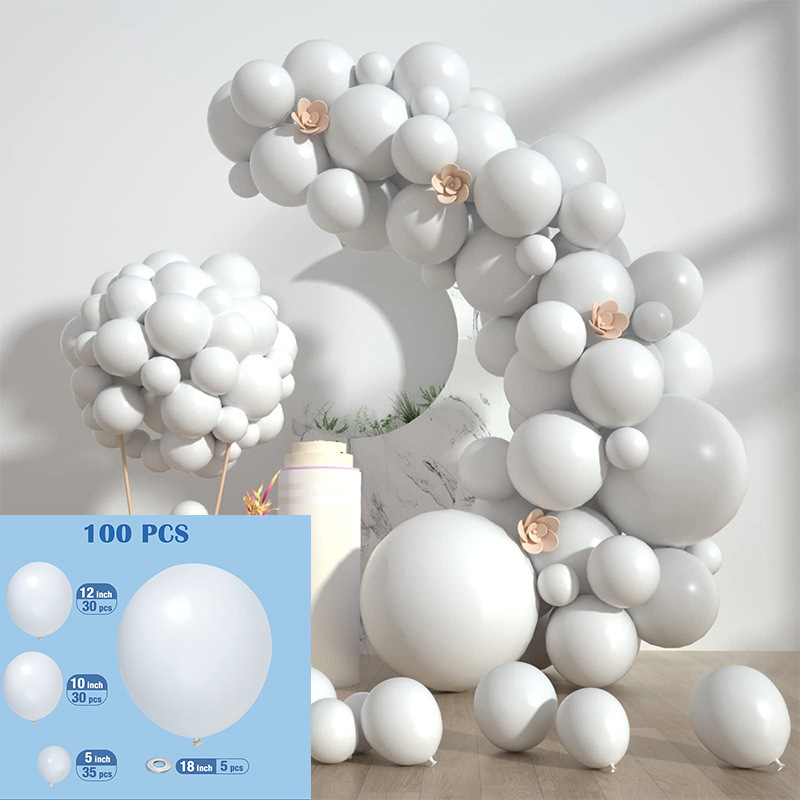 GAR-SET-110 | White Matte Balloon Garland Kit Wholesale | Solid Color Series | Low MOQ