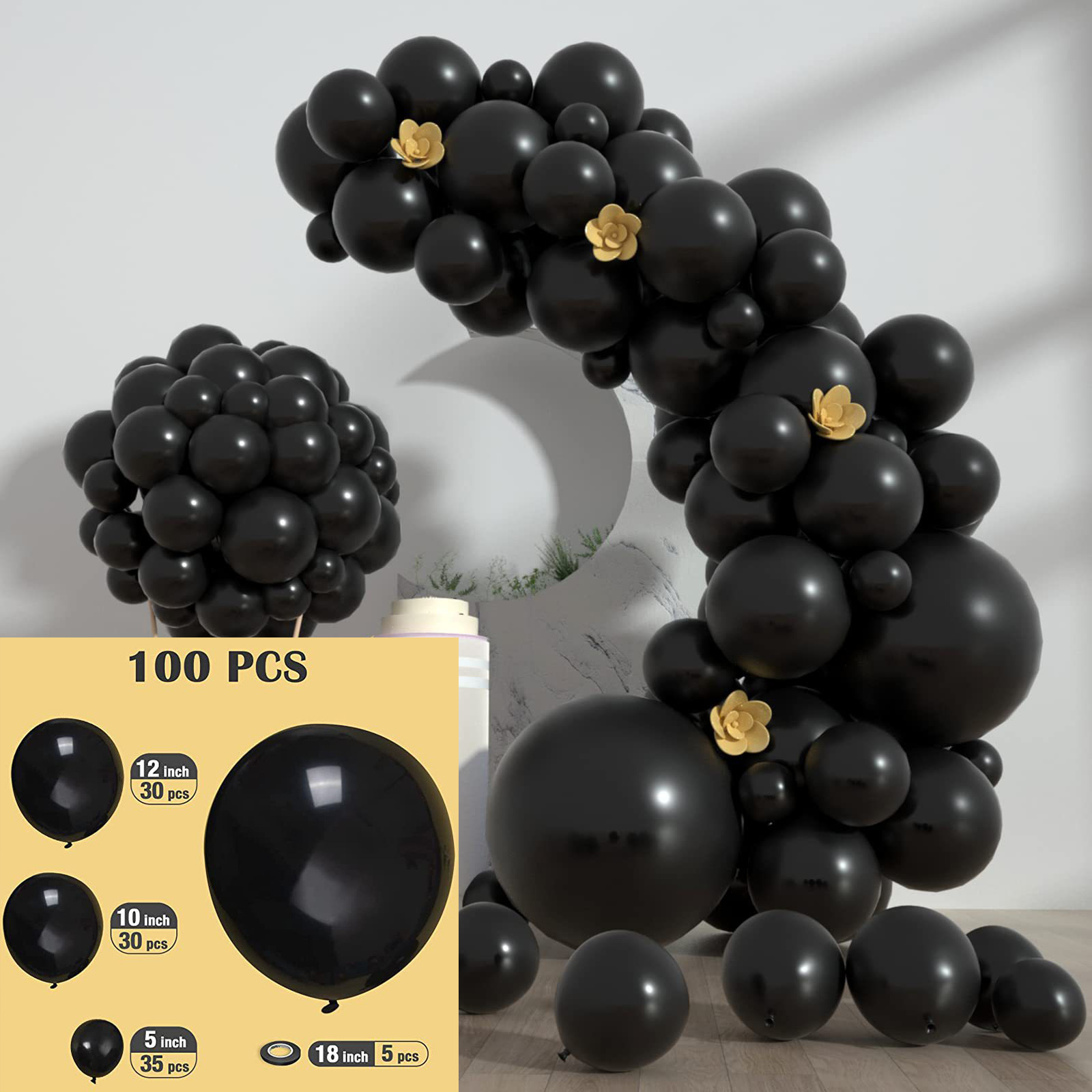 GAR-SET-112 | Black Matte Balloon Garland Kit Wholesale | Solid Color Series | Low MOQ