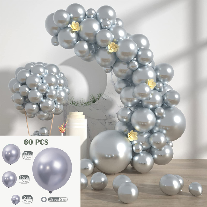 GAR-SET-116 | Metallic Silver Balloon Garland Kit Wholesale | Solid Color Series | Low MOQ