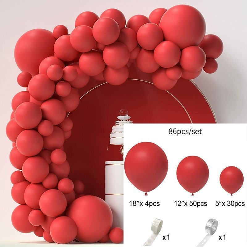 GAR-SET-125 | Bright Red Matte Balloon Garland Kit Wholesale | Solid Color Series | Low MOQ