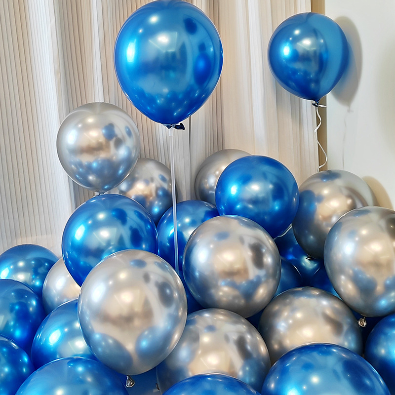 MIX-SET-051 | 10 Inch Pre-Mixed Metallic Royal Blue Metallic Silver Latex Balloon Packs Wholesale | All Occasion Series | Low MOQ