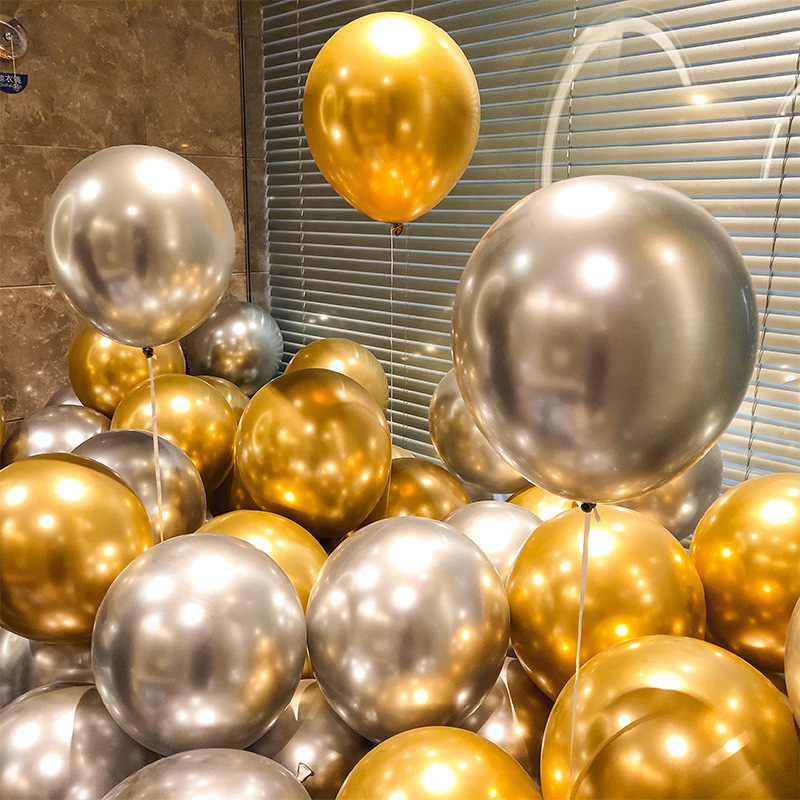 MIX-SET-053 | 10 Inch Pre-Mixed Metallic Gold Metallic Silver Latex Balloon Packs Wholesale | All Occasion Series | Low MOQ