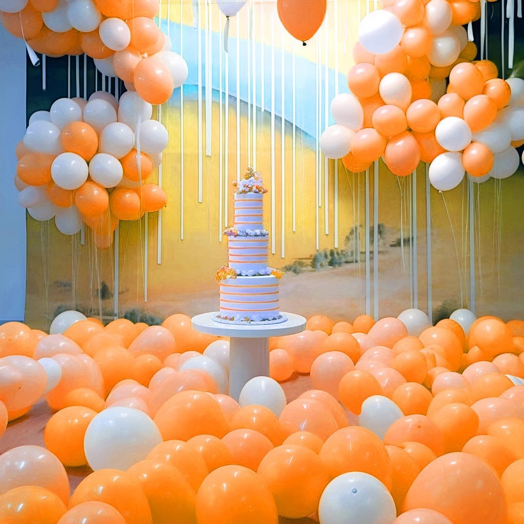 MIX-SET-059 | 10 Inch Pre-Mixed Macaron Orange Matte White Latex Balloon Packs Wholesale | All Occasion Series | Low MOQ