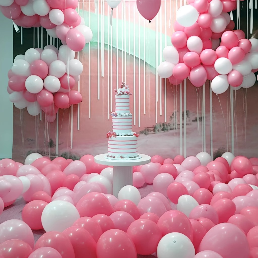 MIX-SET-056 | 10 Inch Pre-Mixed Macaron Pink Matte White Latex Balloon Packs Wholesale | All Occasion Series | Low MOQ