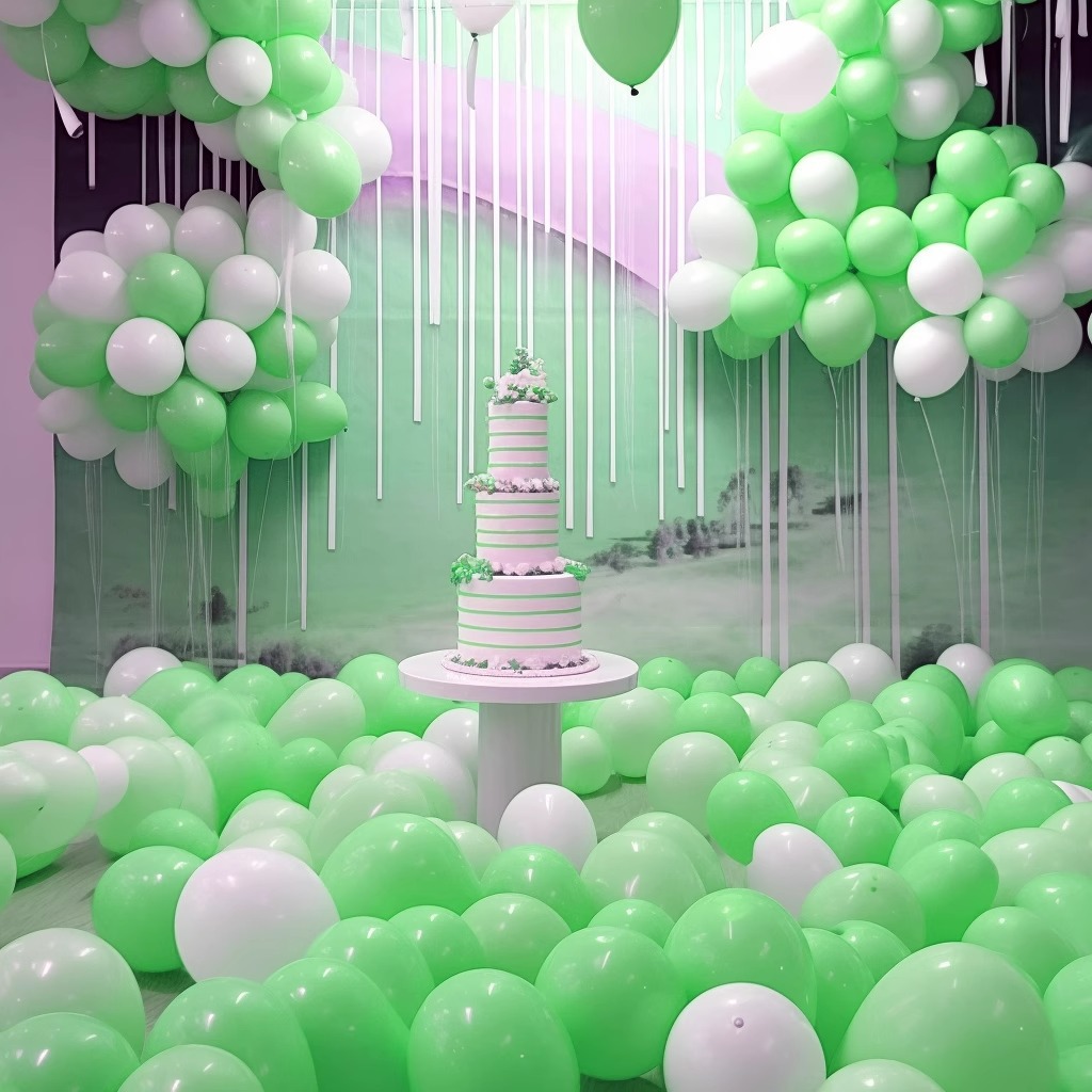 MIX-SET-058 | 10 Inch Pre-Mixed Macaron Green Matte White Latex Balloon Packs Wholesale | All Occasion Series | Low MOQ