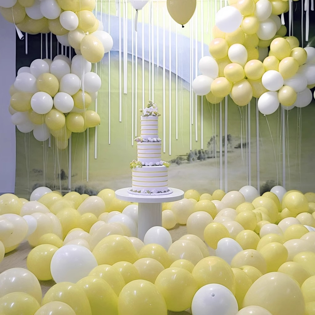 MIX-SET-060 | 10 Inch Pre-Mixed Macaron Yellow Matte White Latex Balloon Packs Wholesale | All Occasion Series | Low MOQ
