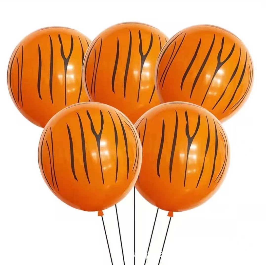 ANL-12-TGO | 12 Inch Orange Tiger Stripe Print Latex Balloons Wholesale | Low MOQ
