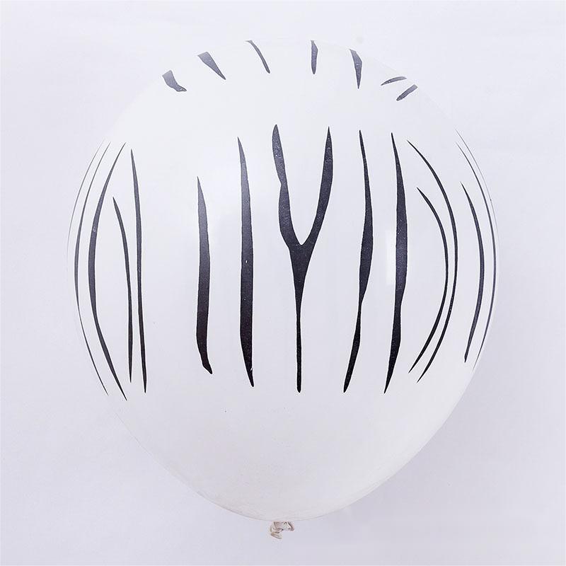 ANL-12-TGW | 12 Inch White Tiger Stripe Print Latex Balloons Wholesale | Low MOQ