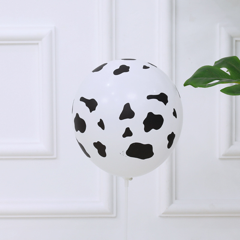 ANL-12-COW-S | 12 Inch White Cow Spot Small Print Latex Balloons Wholesale | Low MOQ