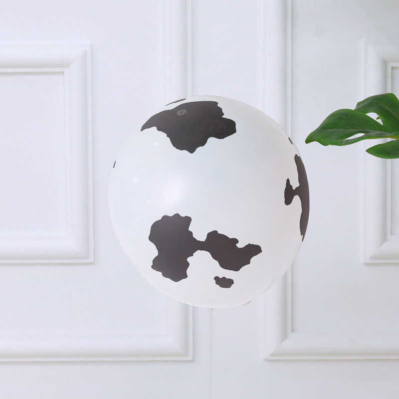 ANL-12-COW-L | 12 Inch White Cow Spot Large Print Latex Balloons Wholesale | Low MOQ